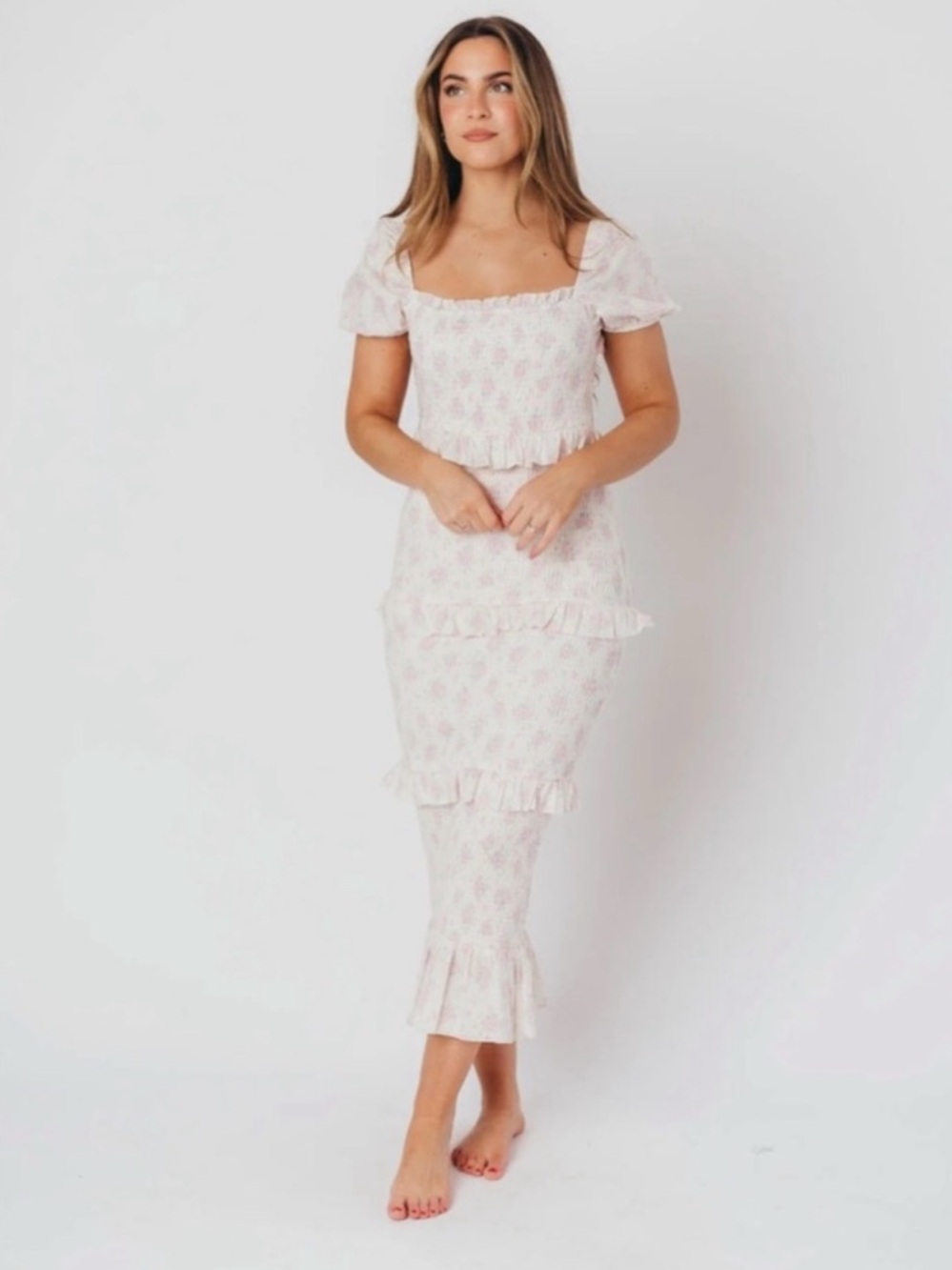Worth Collective Bump Friendly Smocked Midi Dress